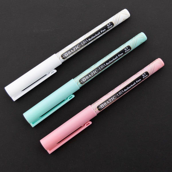 BAZIC Lira Black Rollerball Pen (3/Pack) - Bazicstore