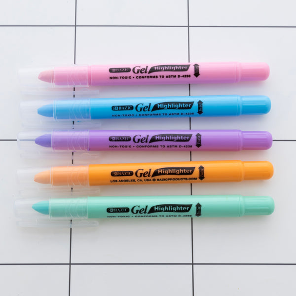 Bazic Gel Fluorescent Highlighters, Assorted Colors, Pack of 5 – License  Exam Services, LLC.