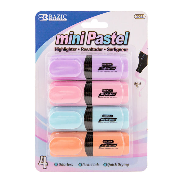 Bazic Mini Desk Style Fluorescent Highlighters (4/Pack)