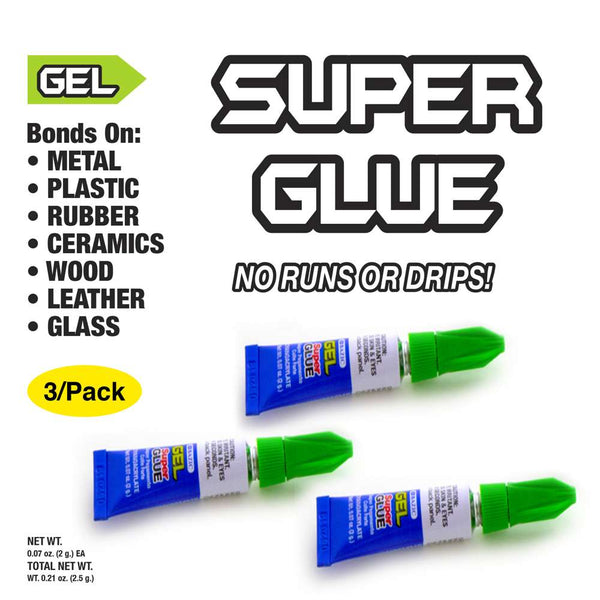 NEW SUPER GLUE Instant Adhesive, Gel, Tube, Pk 3 NEW