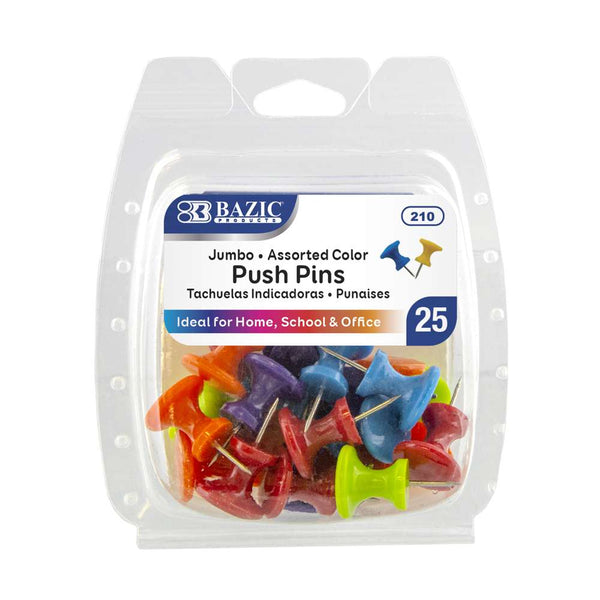 BAZIC Assorted Translucent Color Push Pins (100/Pack) Bazic Products