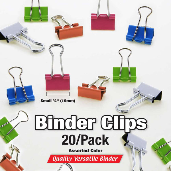 BAZIC Small 3/4 (19mm) Assorted Color Binder Clip (20/Pack