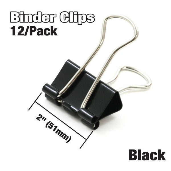 Luney 12PCS 2 Inch Large Binder Clips, Big Binder Paper Clips, Black Metal  Clips, Paper Clamps for Paperwork, Chip Bags, Office, Document, Teacher and