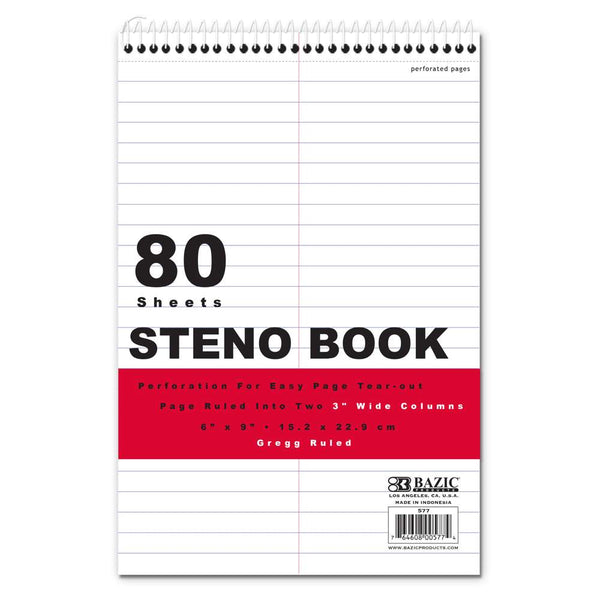 Steno Book Ruled White Paper Gregg 6