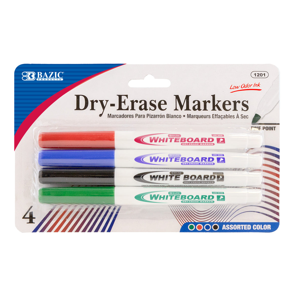 Fine Tip Assorted Color Dry-Erase Marker (4/Pack)