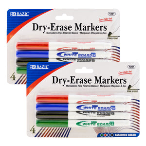 Fine Tip Assorted Color Dry-Erase Marker (4/Pack)