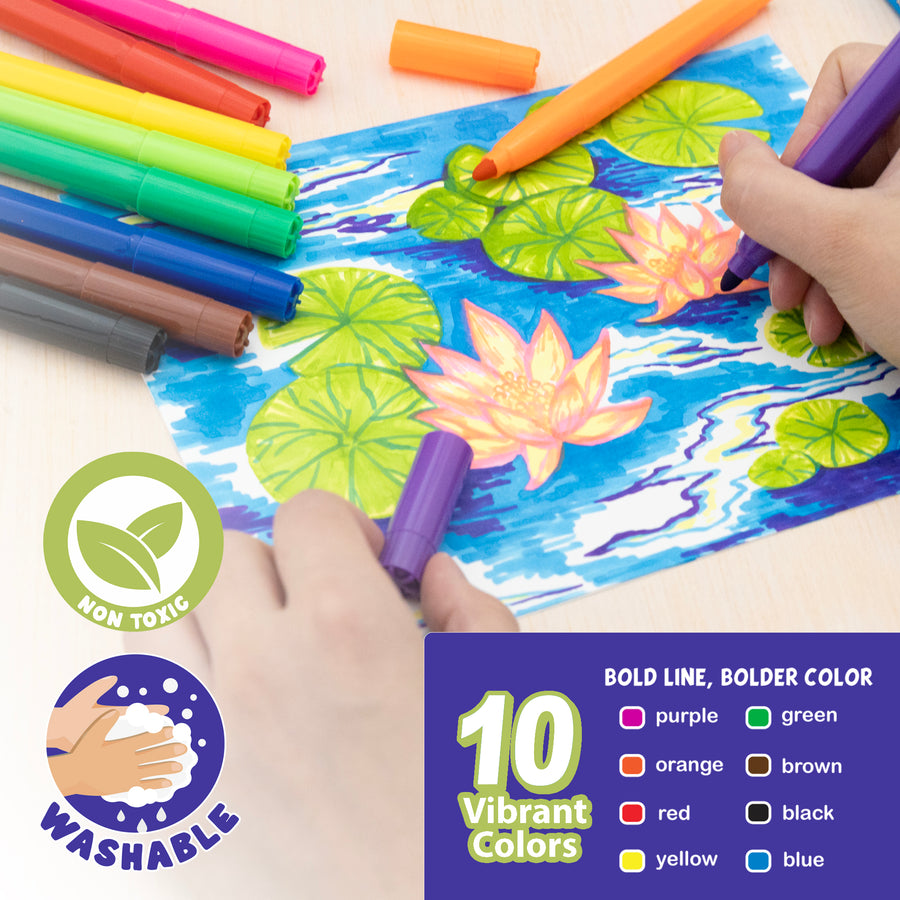 Washable Markers Broad Line Jumbo 10 Colors