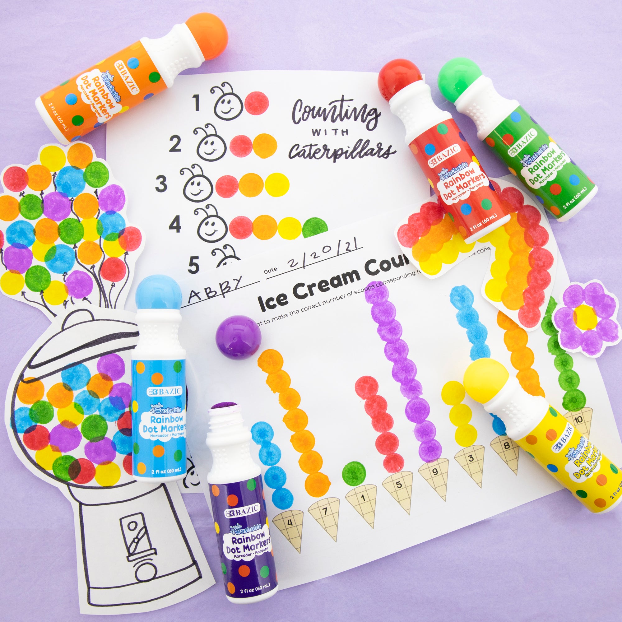 Ice Cream Scented Washable Dot Markers for Kids and Toddlers Set of 6 Pack  by Do A Dot Art, The Original Dot Marker