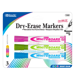 Chisel Tip Bright Color Dry-Erase Markers (3/Pack)