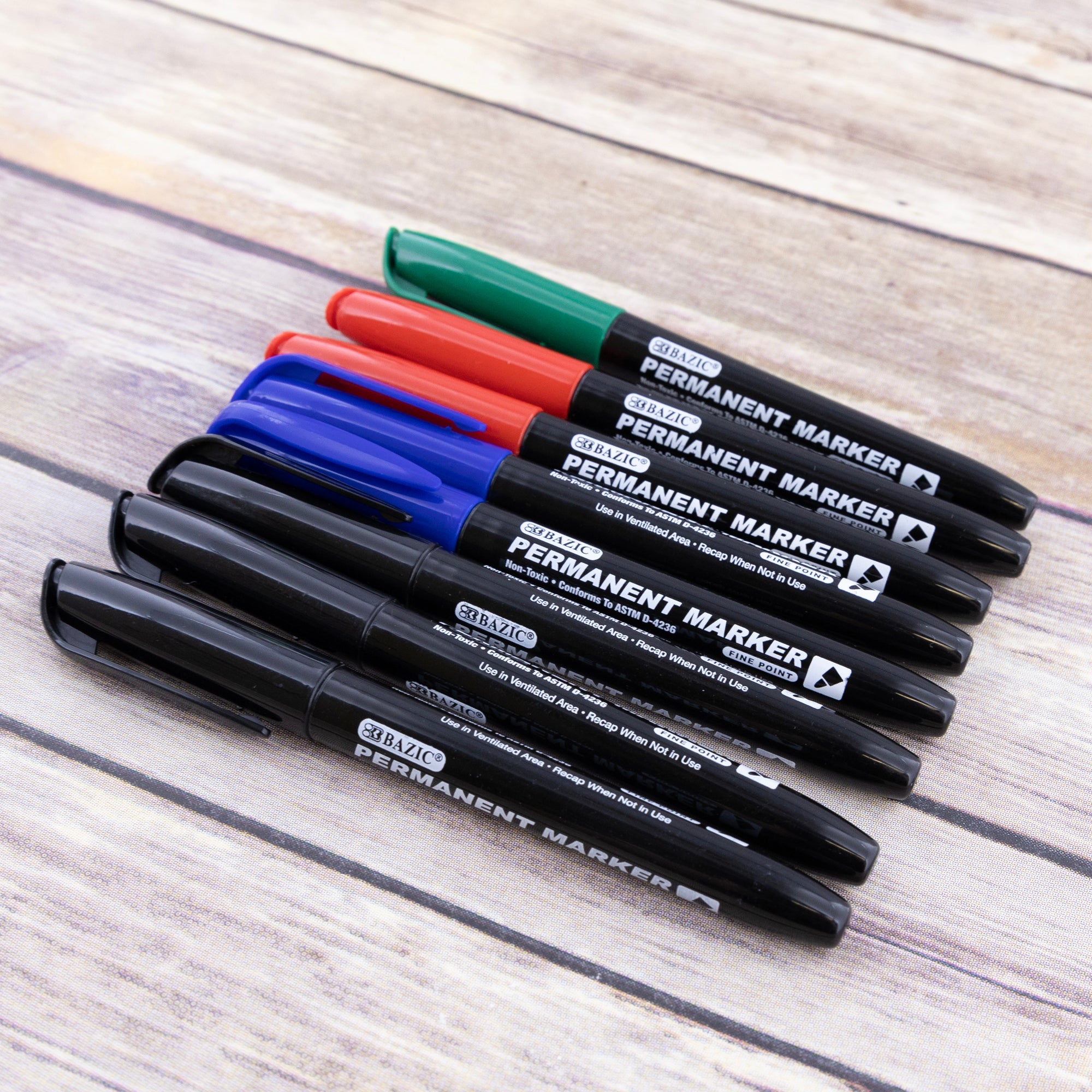 8 Waterproof Permanent Markers Fine Point Black Non Toxic Water Fade Resistant