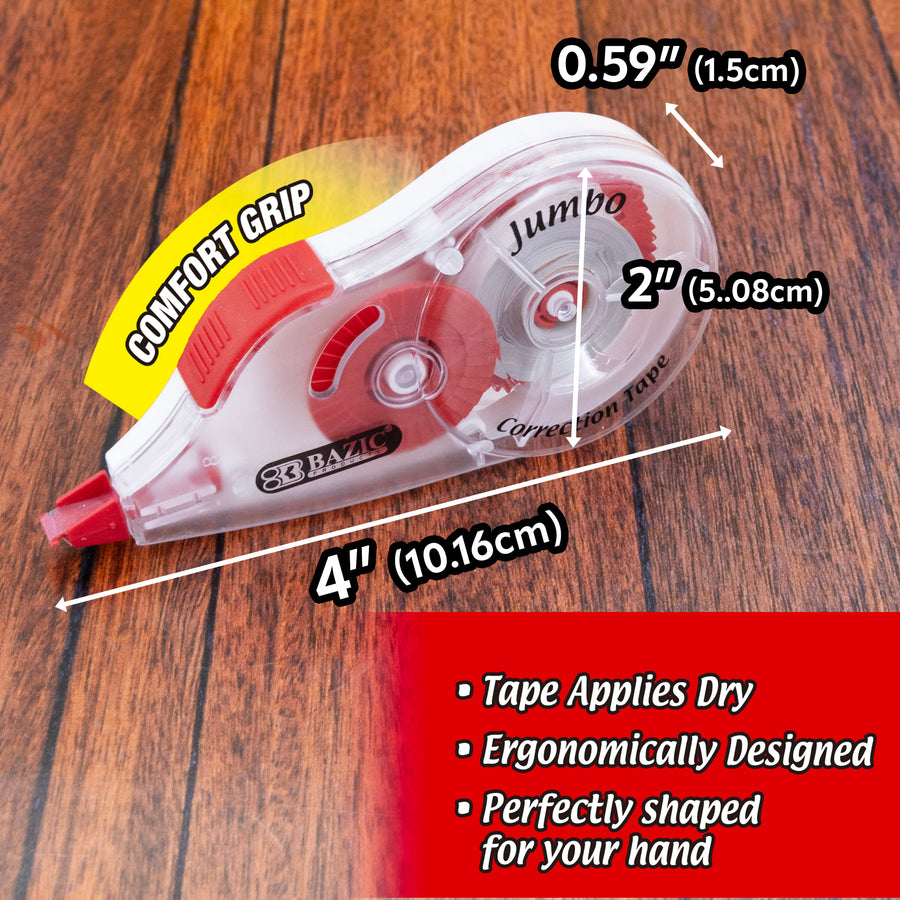 Correction Tape w/ Grip, Jumbo 5 mm x 394" (10/Pack)