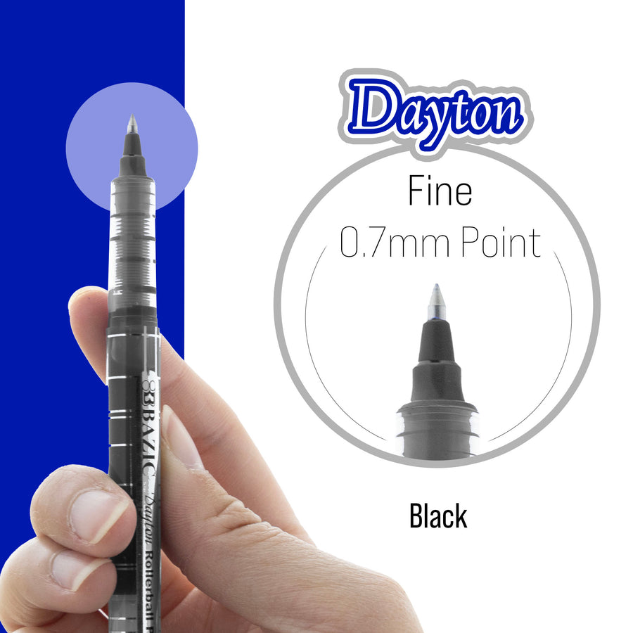 Dayton Black Rollerball Pen with Metal Clip (3/Pack)