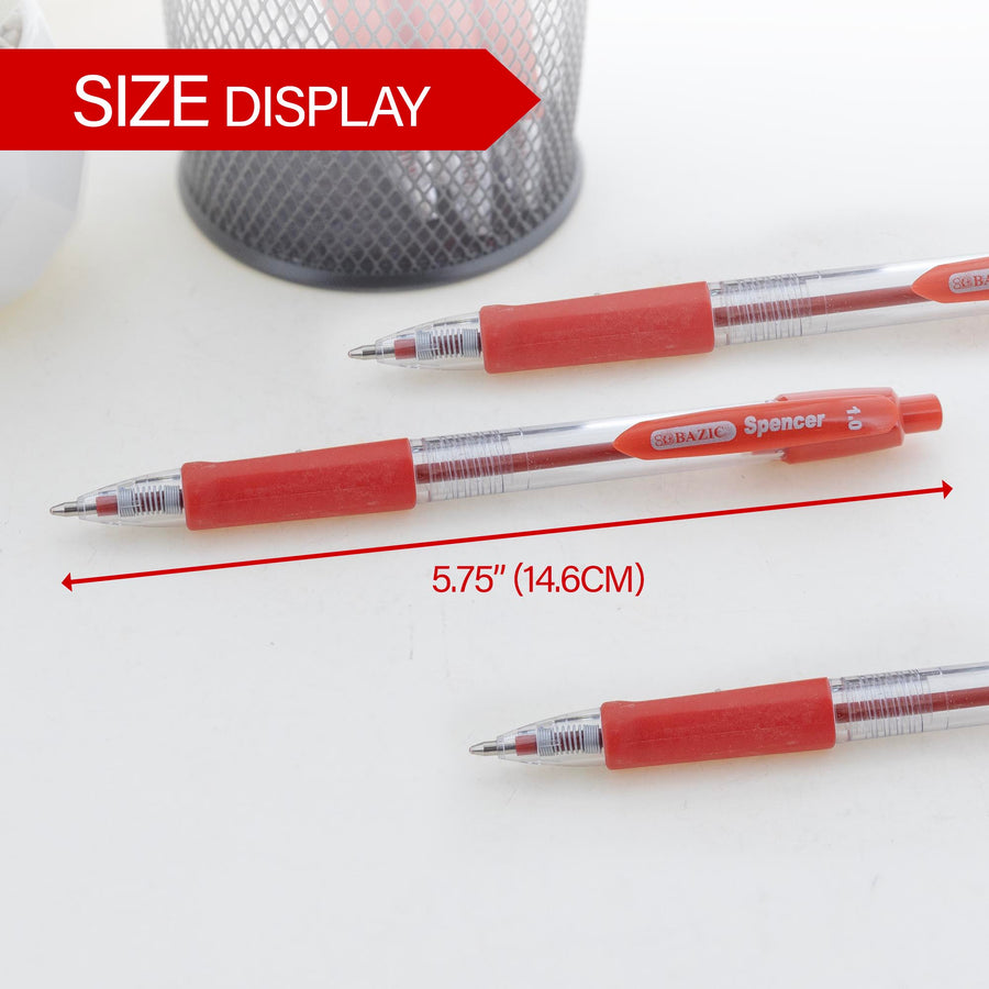 Spencer Red Retractable Pen w/ Cushion Grip (5/Pack)