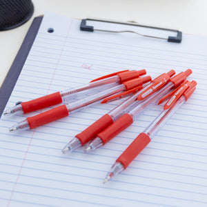 Spencer Red Retractable Pen w/ Cushion Grip (5/Pack)