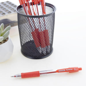 Spencer Red Retractable Pen w/ Cushion Grip (5/Pack)