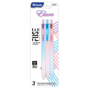 BAZIC Elara Oil-Gel Ink Retractable Pen (3/Pack)