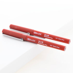 Callum Red Needle-Tip Rollerball Pen w/ Jumbo Ink Tank (2/Pack)