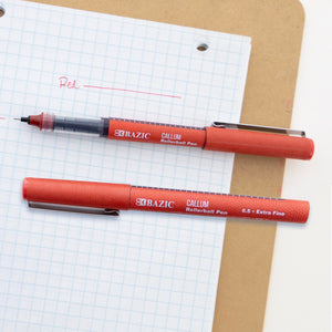 Callum Red Needle-Tip Rollerball Pen w/ Jumbo Ink Tank (2/Pack)