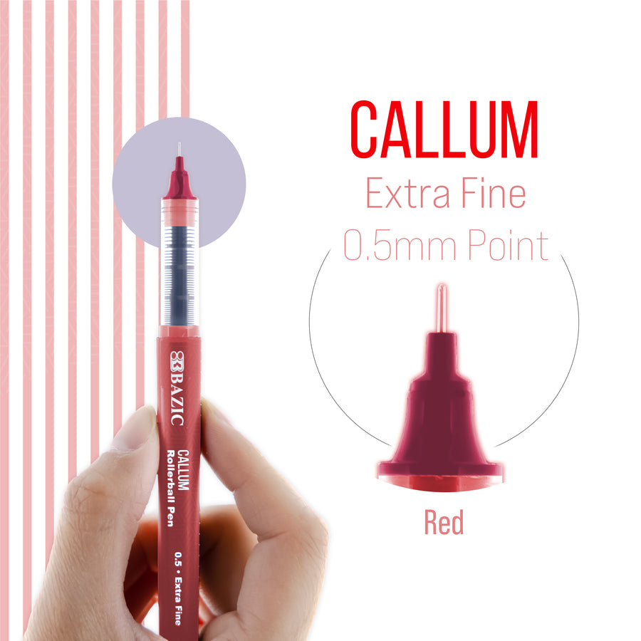 Callum Red Needle-Tip Rollerball Pen w/ Jumbo Ink Tank (2/Pack)