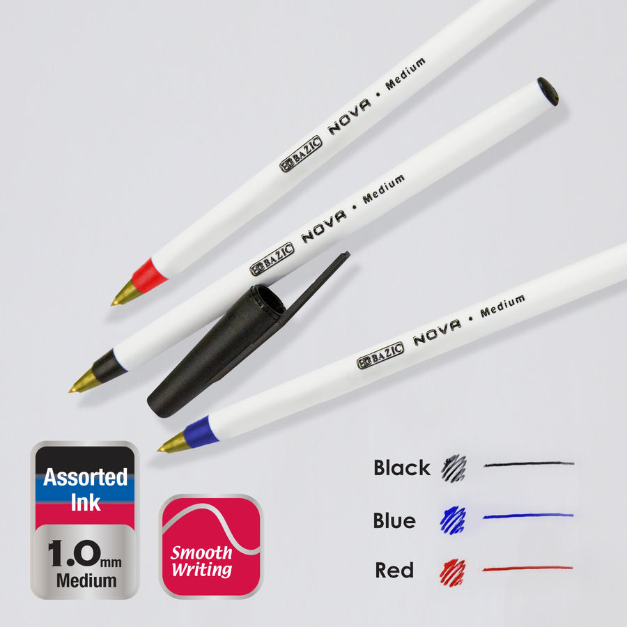 Nova Assorted Color Stick Pen (12/Pack)