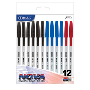 Nova Assorted Color Stick Pen (12/Pack)