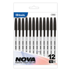 Nova Black Color Stick Pen (12/Pack)