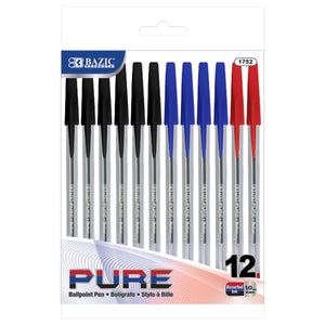 Pure Assorted Color Stick Pen (12/Pack)