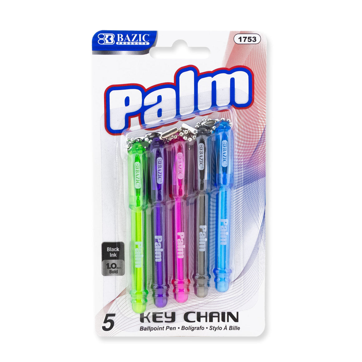 Palm Mini Ballpoint Pen w/ Key Ring (5/Pack)