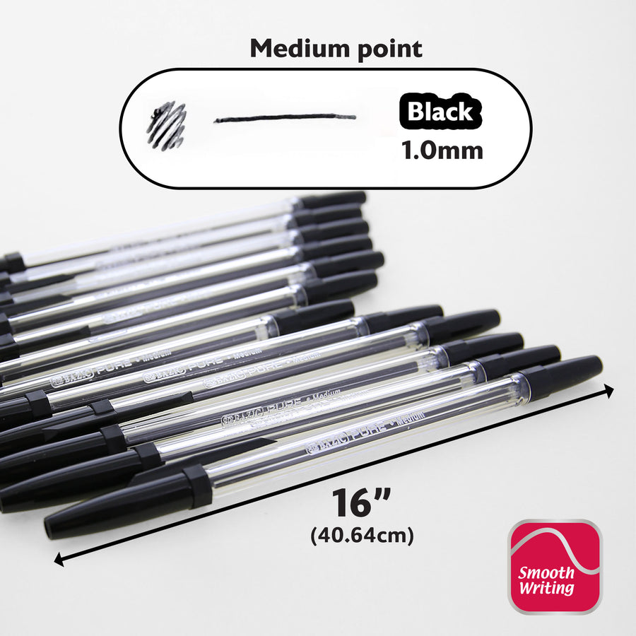 Pure Black Stick Pen (12/Pack)