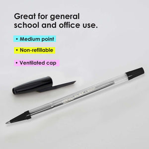 Pure Black Stick Pen (12/Pack)