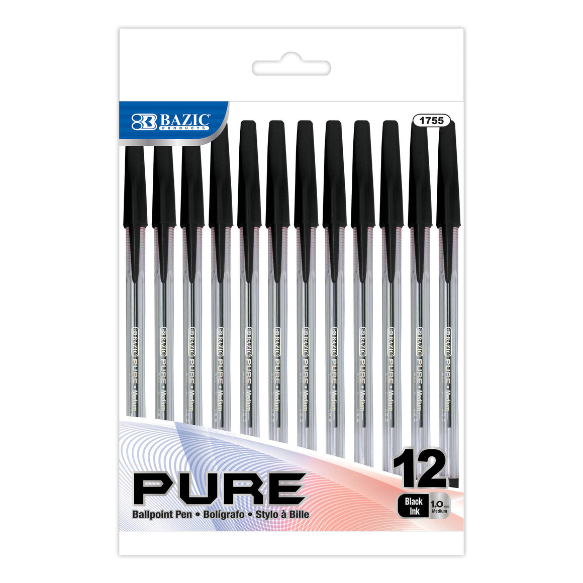 Pure Black Stick Pen (12/Pack)