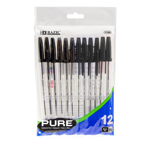 Pure Black Stick Pen (12/Pack)