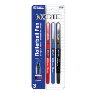 Norte Assorted Color Needle-Tip Rollerball Pen (3/Pack)