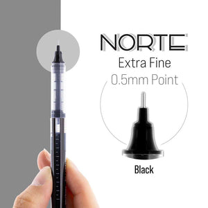 Norte Black Needle-Tip Rollerball Pen (3/Pack)