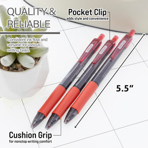 Optima Red Oil-Gel Ink Retractable Pen w/ Grip (3/Pack)