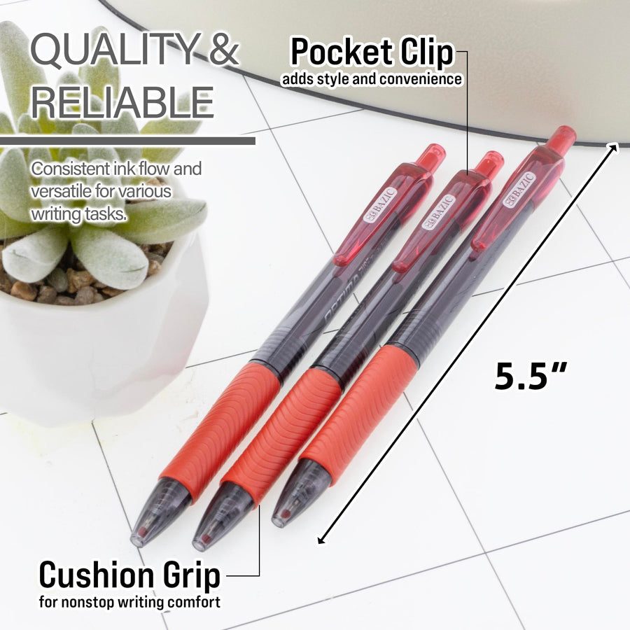 Optima Red FUSE Tech Ink Retractable Pen w/ Grip (3/Pack)