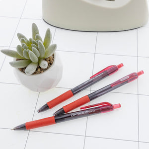 Optima Red Oil-Gel Ink Retractable Pen w/ Grip (3/Pack)