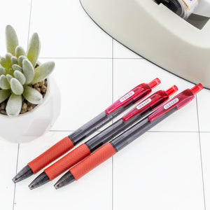 Optima Red Oil-Gel Ink Retractable Pen w/ Grip (3/Pack)