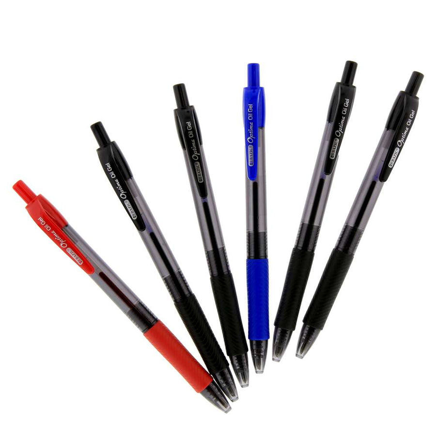 Optima Assorted Color Oil-Gel Ink Retractable Pen w/ Grip (3/Pack)