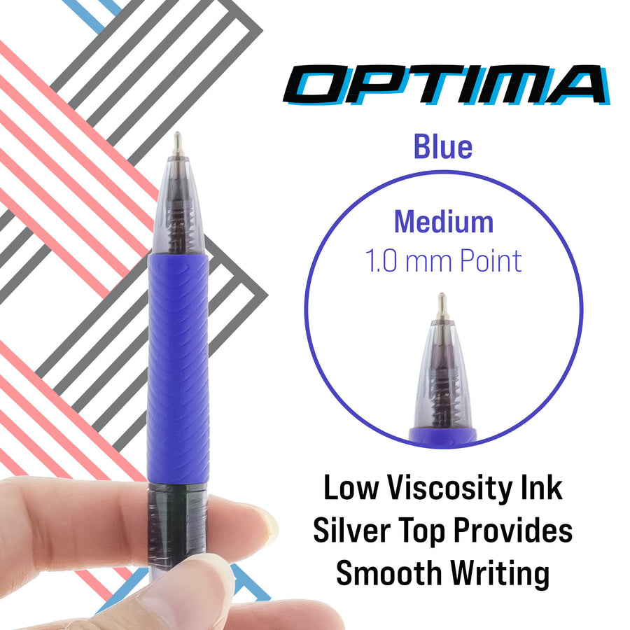 Optima Blue FUSE Tech Ink Retractable Pen w/ Grip (3/Pack)