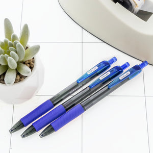 Optima Blue FUSE Tech Ink Retractable Pen w/ Grip (3/Pack)