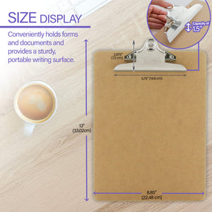 Hardboard Clipboard Standard Size w/ Sturdy Spring Clip