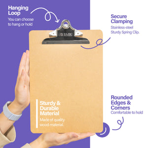 Hardboard Clipboard Standard Size w/ Sturdy Spring Clip