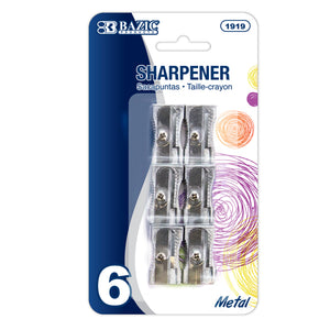 Single Hole Metal Pencil Sharpener (6/Pack)