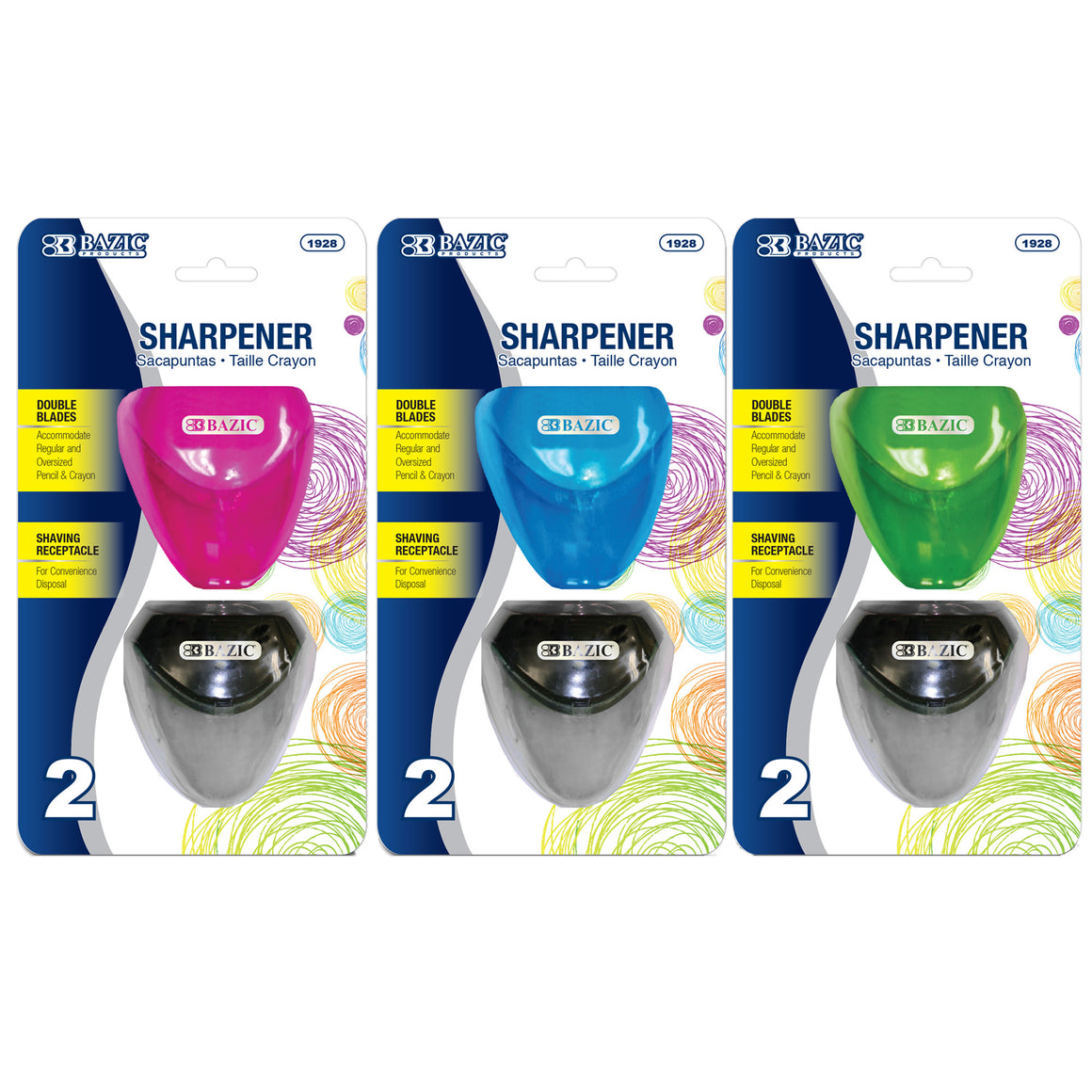 Kara Dual Hole Sharpener w/ Triangle Receptacle (2/Pack)