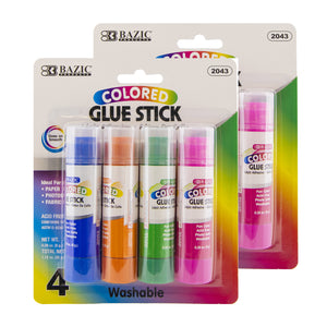 Glue Stick Washable 4 Colored 0.28 oz (8g)