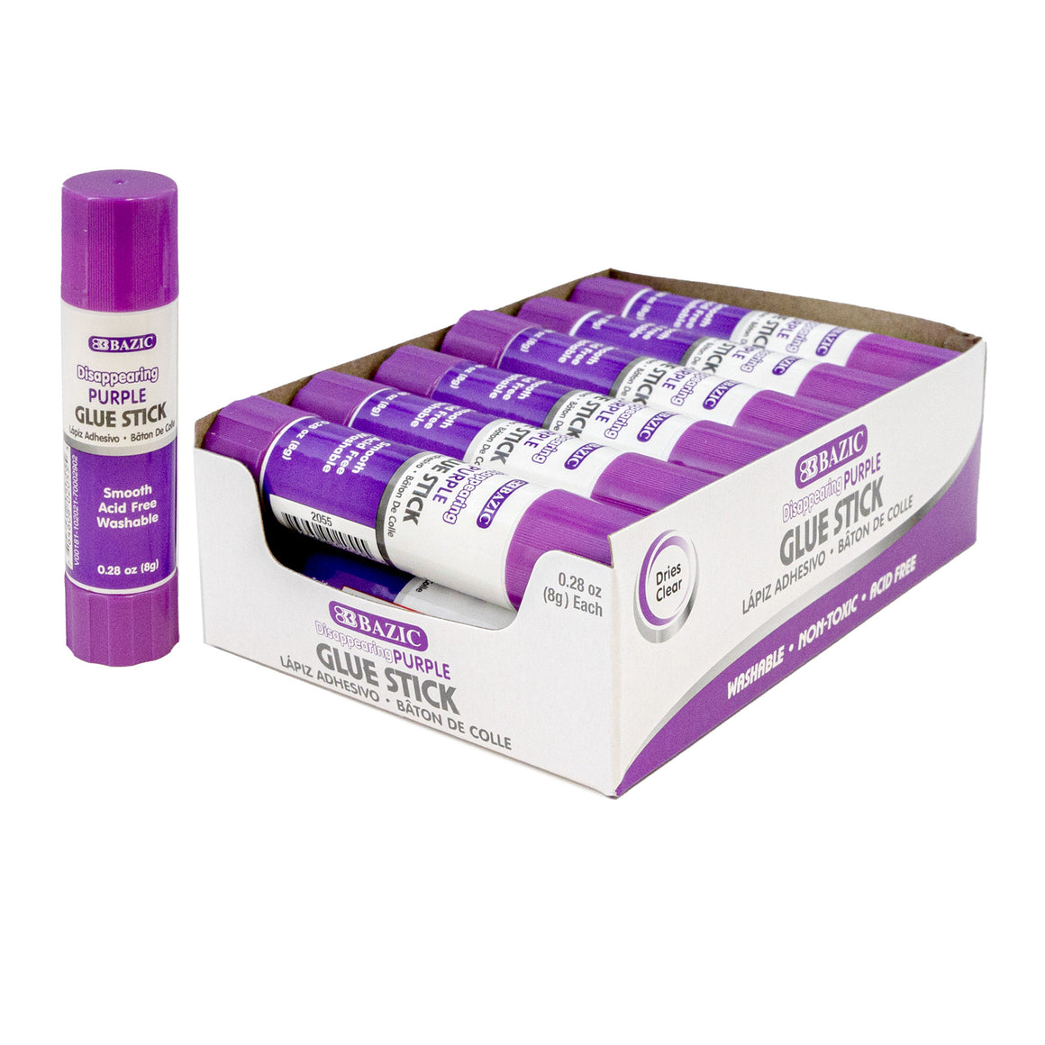 Glue Stick Washable Disappearing Purple 0.28 oz (12 Sticks)