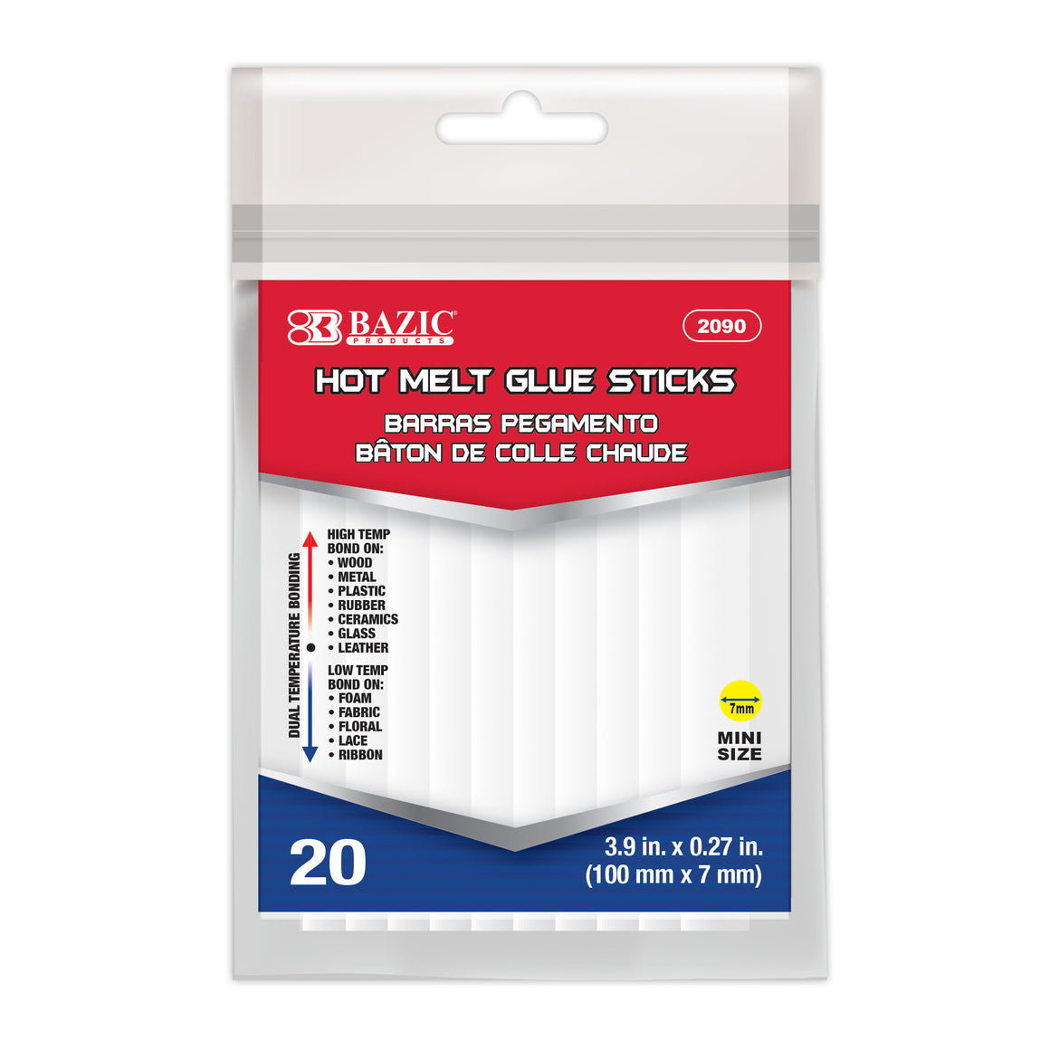 Hot Melt Glue Sticks Dual Temp. Mini Size 3.9" x 0.27" (20/Box)