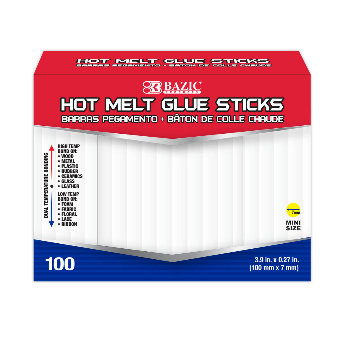 Hot Melt Glue Sticks Dual Temp. Mini Size 3.9" x 0.27" (100/Box)