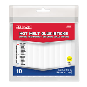 Hot Melt Glue Sticks Dual Temp. Full Size 3.9" x 0.43" (10/Pack)